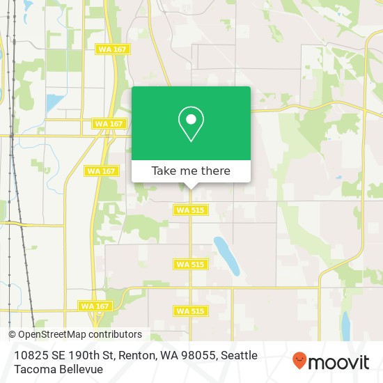 Mapa de 10825 SE 190th St, Renton, WA 98055