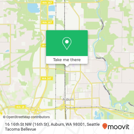 Mapa de 16 16th St NW (16th St), Auburn, WA 98001