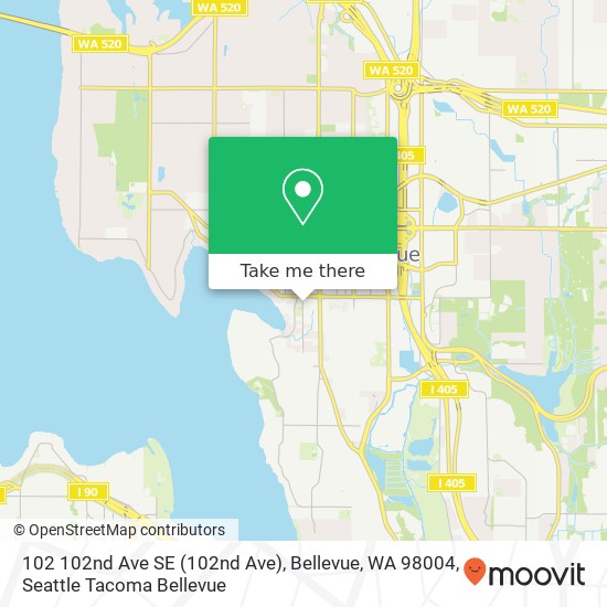 Mapa de 102 102nd Ave SE (102nd Ave), Bellevue, WA 98004