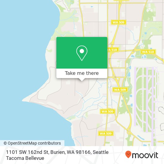 Mapa de 1101 SW 162nd St, Burien, WA 98166