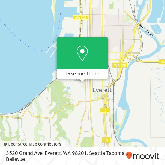 Mapa de 3520 Grand Ave, Everett, WA 98201