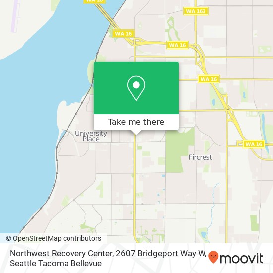 Mapa de Northwest Recovery Center, 2607 Bridgeport Way W