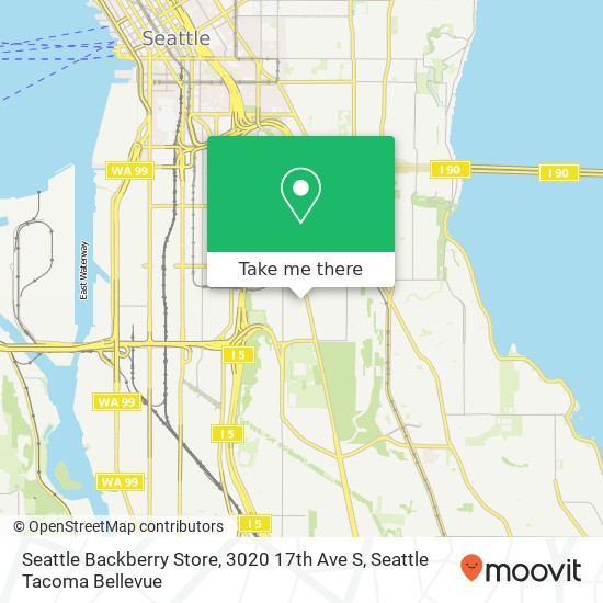 Mapa de Seattle Backberry Store, 3020 17th Ave S