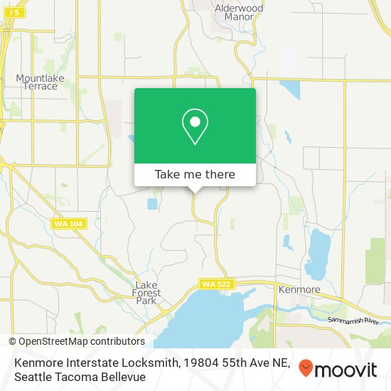 Mapa de Kenmore Interstate Locksmith, 19804 55th Ave NE