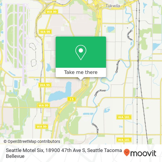 Mapa de Seattle Motel Six, 18900 47th Ave S