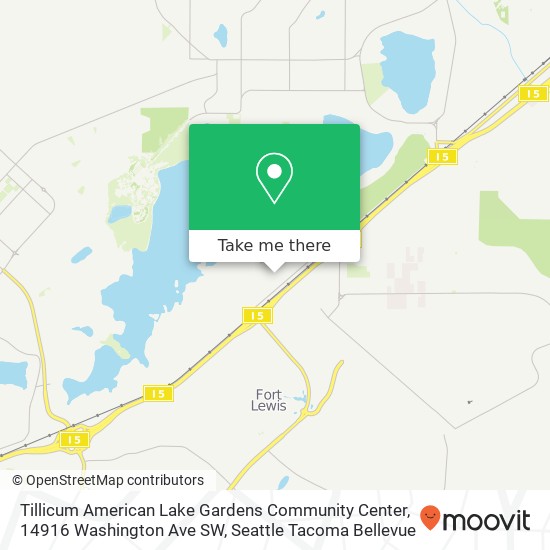 Mapa de Tillicum American Lake Gardens Community Center, 14916 Washington Ave SW