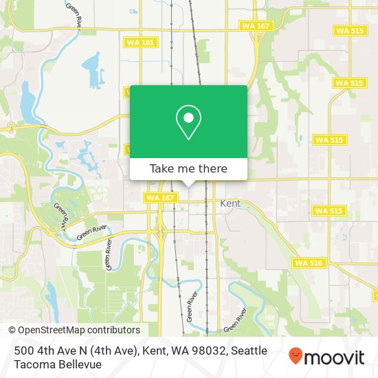 Mapa de 500 4th Ave N (4th Ave), Kent, WA 98032