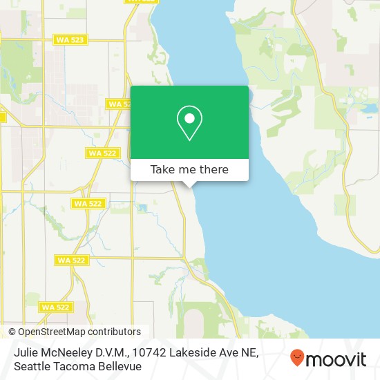 Mapa de Julie McNeeley D.V.M., 10742 Lakeside Ave NE