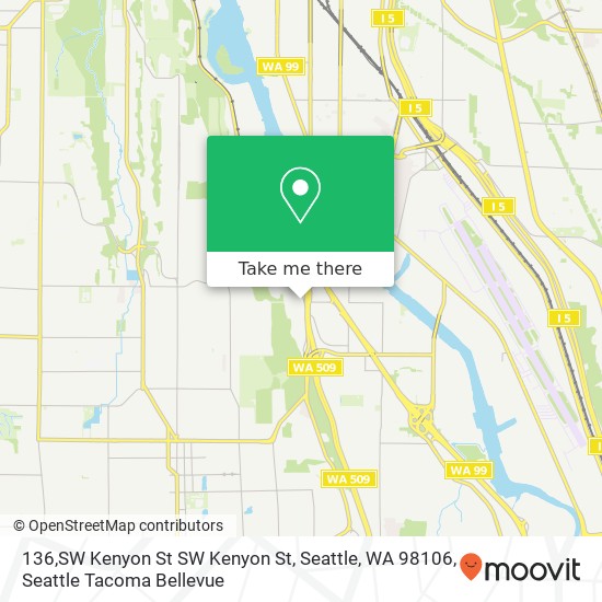 Mapa de 136,SW Kenyon St SW Kenyon St, Seattle, WA 98106