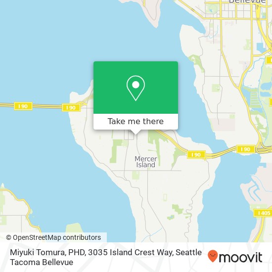 Mapa de Miyuki Tomura, PHD, 3035 Island Crest Way