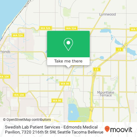 Mapa de Swedish Lab Patient Services - Edmonds Medical Pavilion, 7320 216th St SW