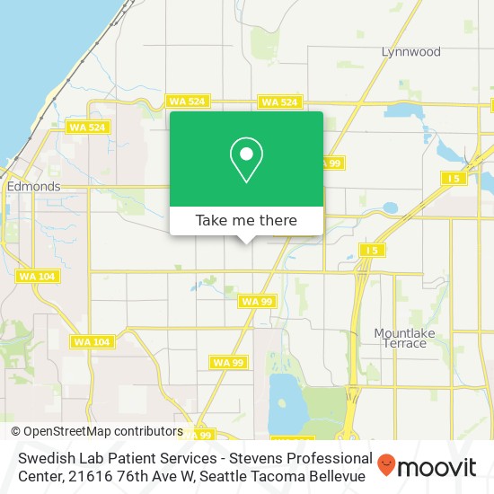 Swedish Lab Patient Services - Stevens Professional Center, 21616 76th Ave W map
