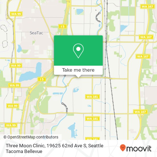 Mapa de Three Moon Clinic, 19625 62nd Ave S