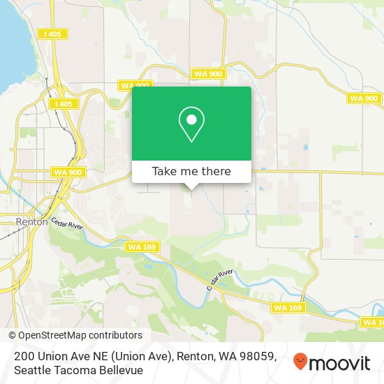 Mapa de 200 Union Ave NE (Union Ave), Renton, WA 98059