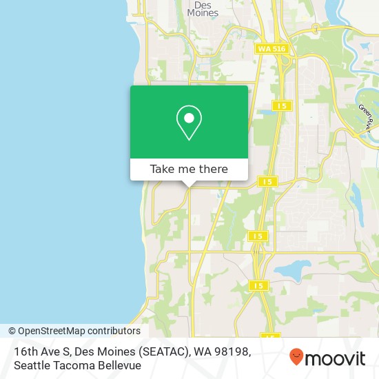 Mapa de 16th Ave S, Des Moines (SEATAC), WA 98198