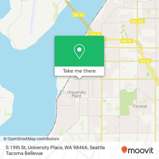 Mapa de S 19th St, University Place, WA 98466