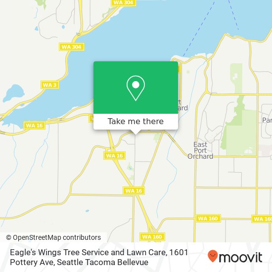Mapa de Eagle's Wings Tree Service and Lawn Care, 1601 Pottery Ave
