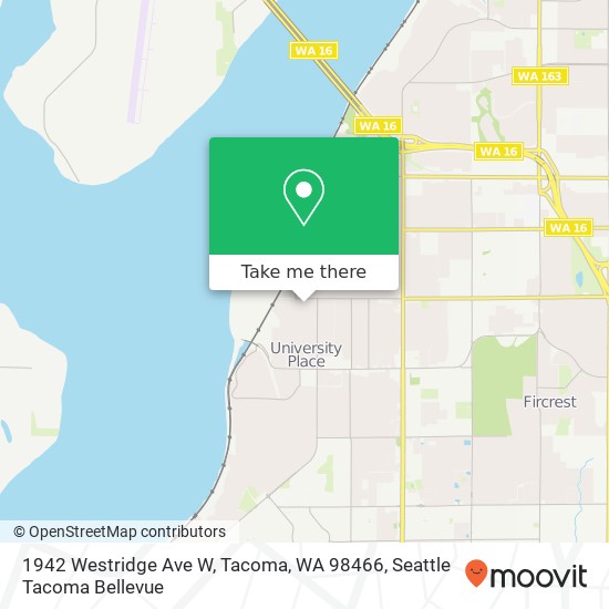 Mapa de 1942 Westridge Ave W, Tacoma, WA 98466