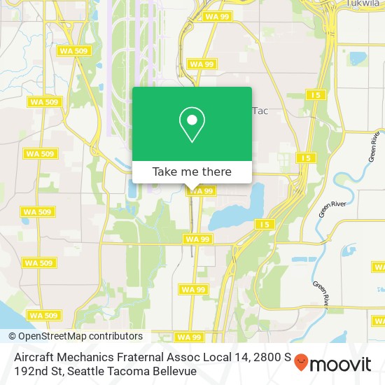 Mapa de Aircraft Mechanics Fraternal Assoc Local 14, 2800 S 192nd St