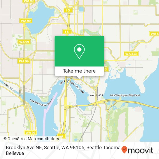 Mapa de Brooklyn Ave NE, Seattle, WA 98105