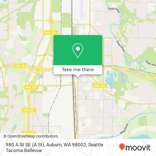 Mapa de 980 A St SE (A St), Auburn, WA 98002