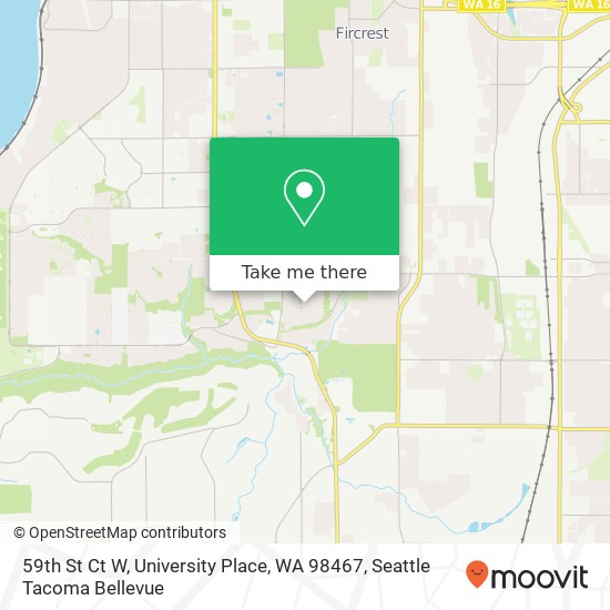 Mapa de 59th St Ct W, University Place, WA 98467