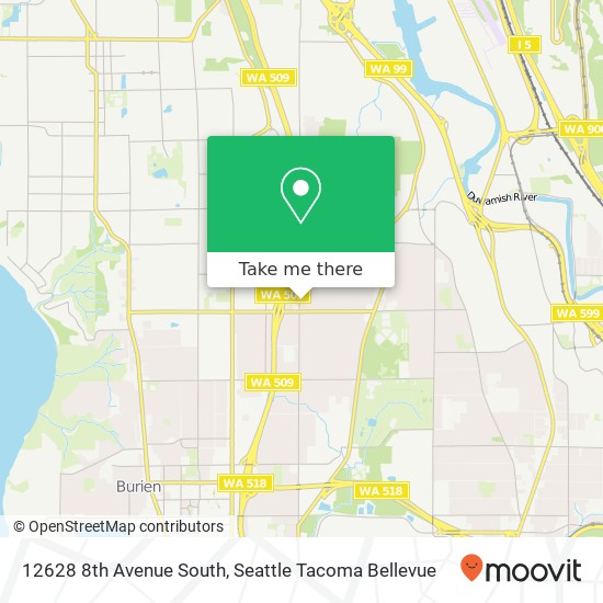 Mapa de 12628 8th Avenue South, 12628 8th Ave S, Seattle, WA 98168, USA