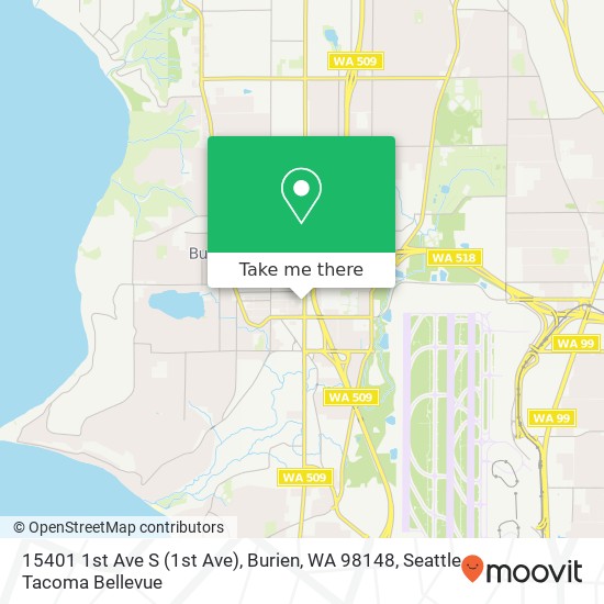 Mapa de 15401 1st Ave S (1st Ave), Burien, WA 98148