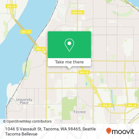 Mapa de 1046 S Vassault St, Tacoma, WA 98465