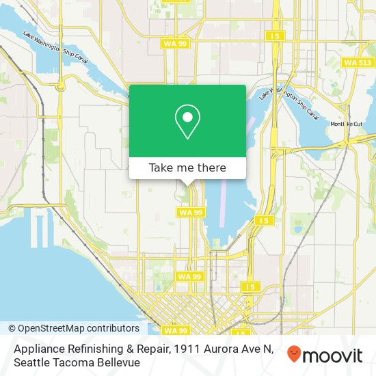 Mapa de Appliance Refinishing & Repair, 1911 Aurora Ave N