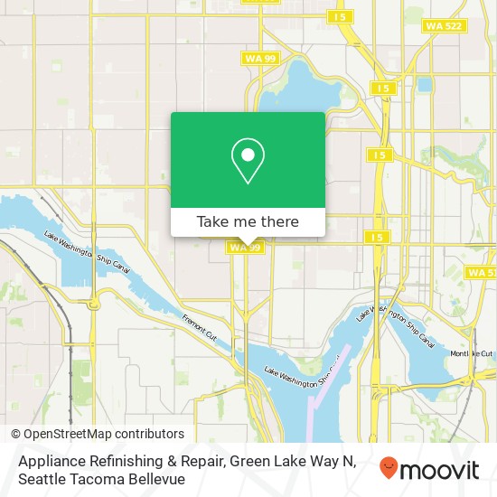 Appliance Refinishing & Repair, Green Lake Way N map