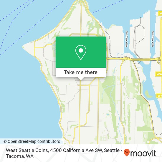 Mapa de West Seattle Coins, 4500 California Ave SW