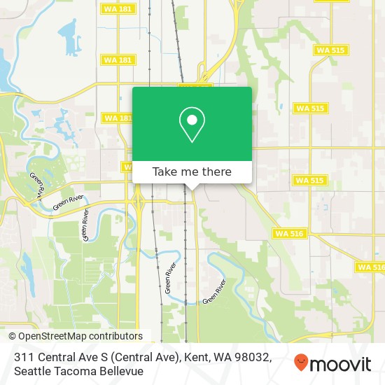 Mapa de 311 Central Ave S (Central Ave), Kent, WA 98032