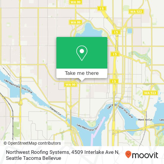 Mapa de Northwest Roofing Systems, 4509 Interlake Ave N