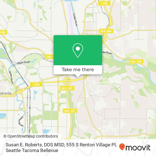 Susan E. Roberts, DDS MSD, 555 S Renton Village Pl map