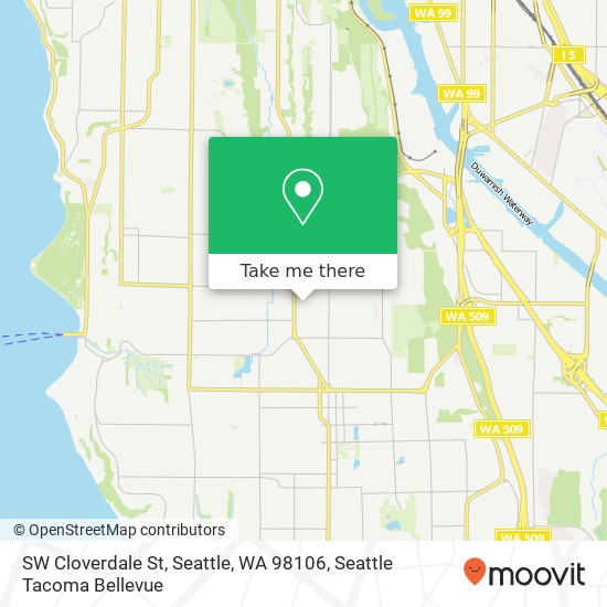 Mapa de SW Cloverdale St, Seattle, WA 98106