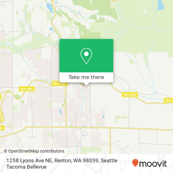 Mapa de 1258 Lyons Ave NE, Renton, WA 98059