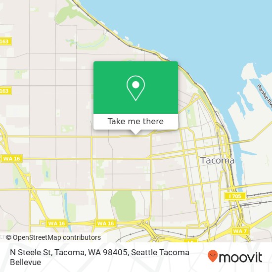 Mapa de N Steele St, Tacoma, WA 98405