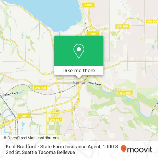 Mapa de Kent Bradford - State Farm Insurance Agent, 1000 S 2nd St