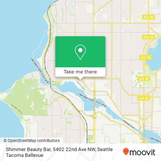 Mapa de Shimmer Beauty Bar, 5402 22nd Ave NW