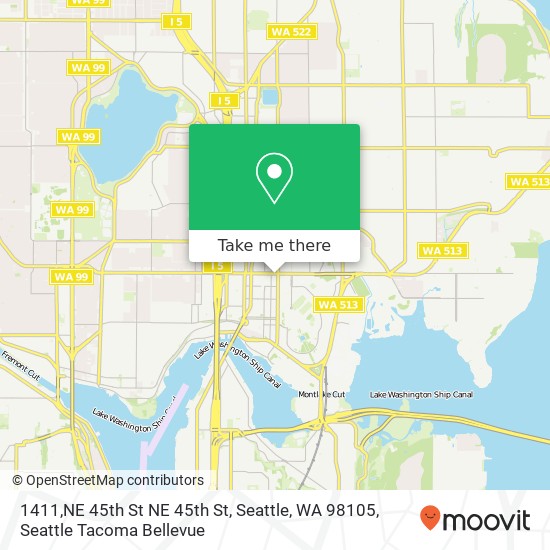 Mapa de 1411,NE 45th St NE 45th St, Seattle, WA 98105