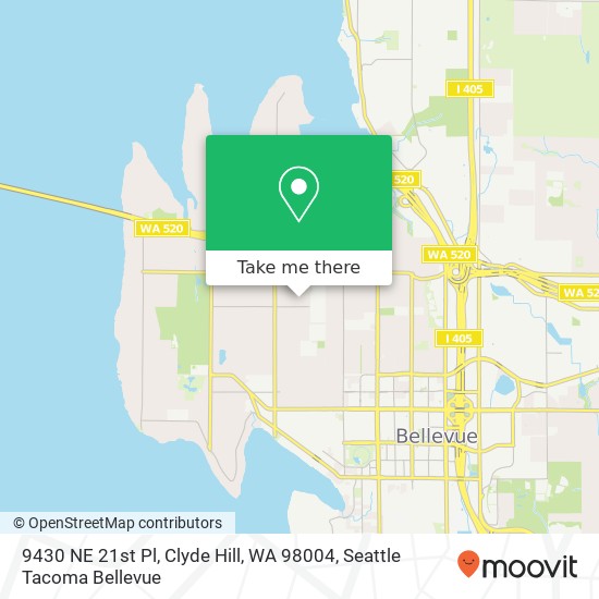 Mapa de 9430 NE 21st Pl, Clyde Hill, WA 98004