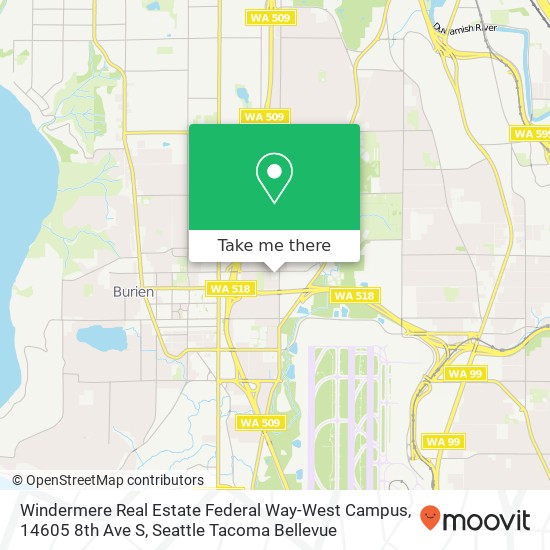 Windermere Real Estate Federal Way-West Campus, 14605 8th Ave S map