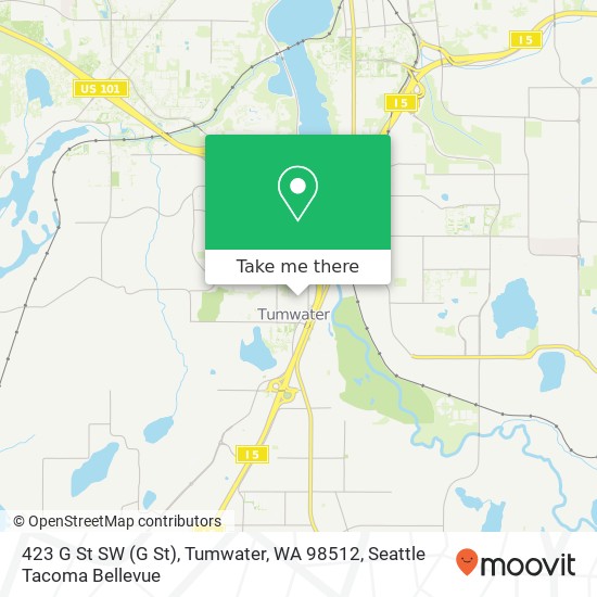 Mapa de 423 G St SW (G St), Tumwater, WA 98512