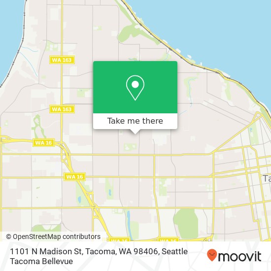 Mapa de 1101 N Madison St, Tacoma, WA 98406