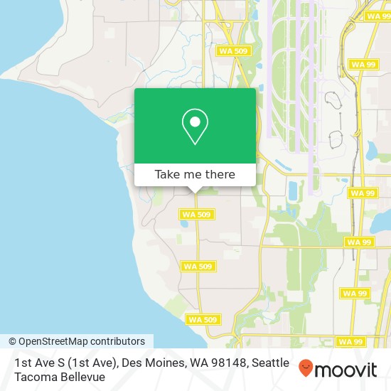 Mapa de 1st Ave S (1st Ave), Des Moines, WA 98148