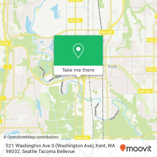 Mapa de 521 Washington Ave S (Washington Ave), Kent, WA 98032