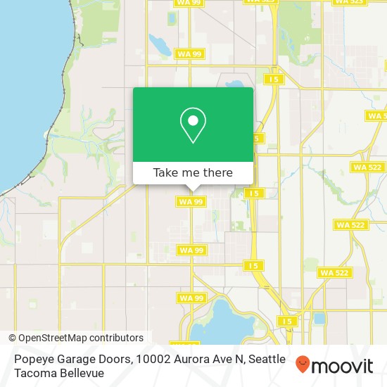 Mapa de Popeye Garage Doors, 10002 Aurora Ave N