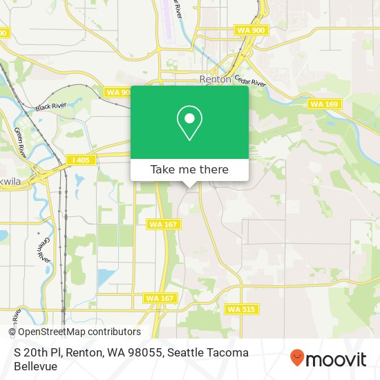 Mapa de S 20th Pl, Renton, WA 98055