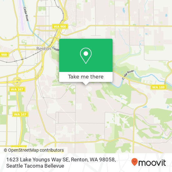 Mapa de 1623 Lake Youngs Way SE, Renton, WA 98058